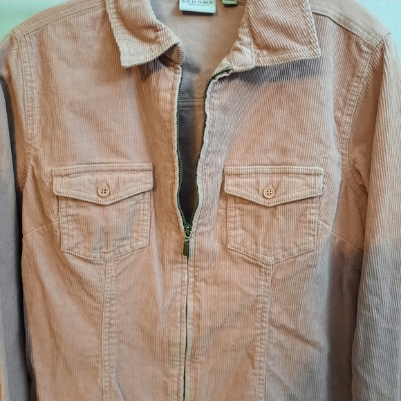 Womens Corduroy Jacket Sonoma Long Sleeve Pink Medium Zip Up - Picture 8 of 10